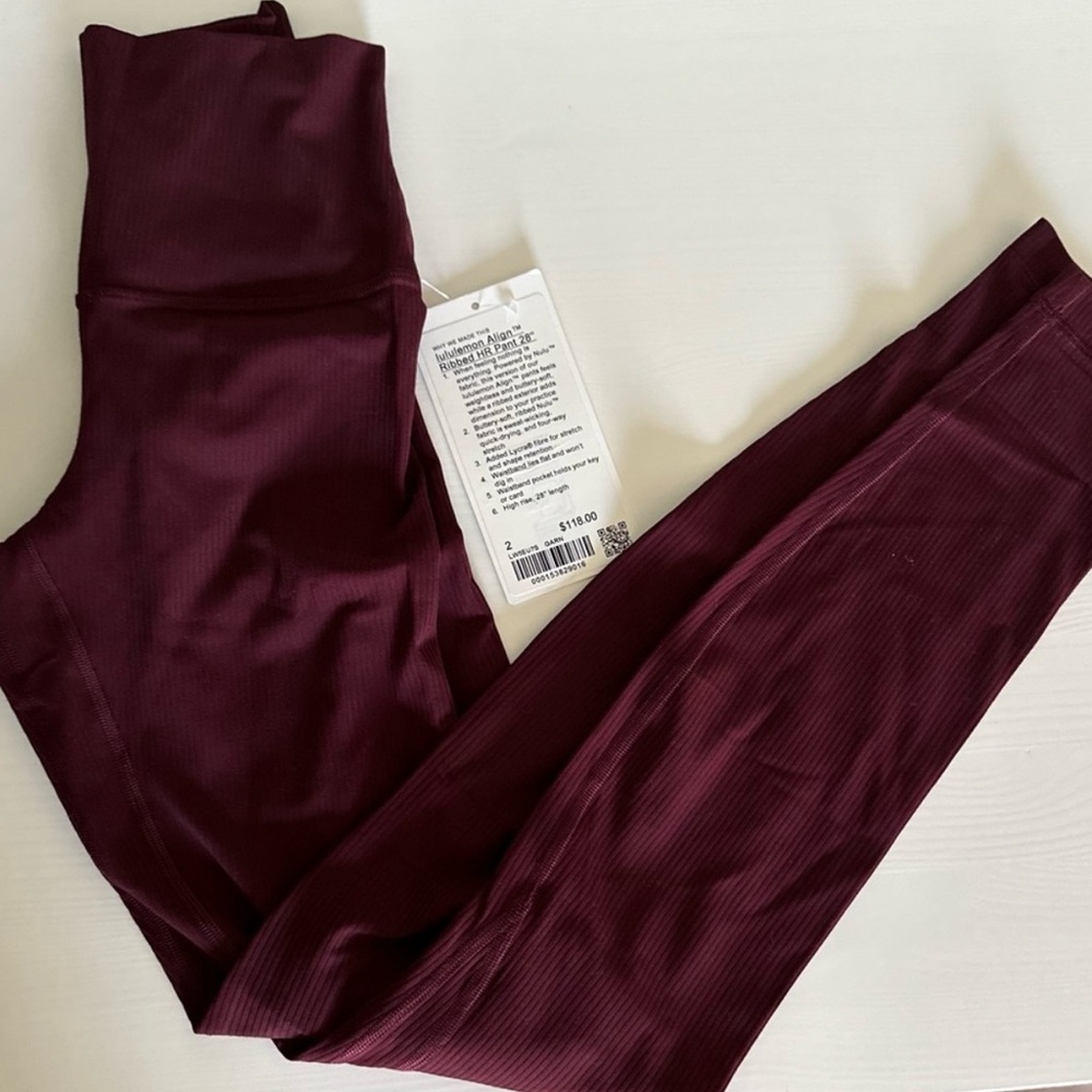 Lululemon Align High-Rise Ribbed Leggings Garnet NWT Size 2 yoga Pilates